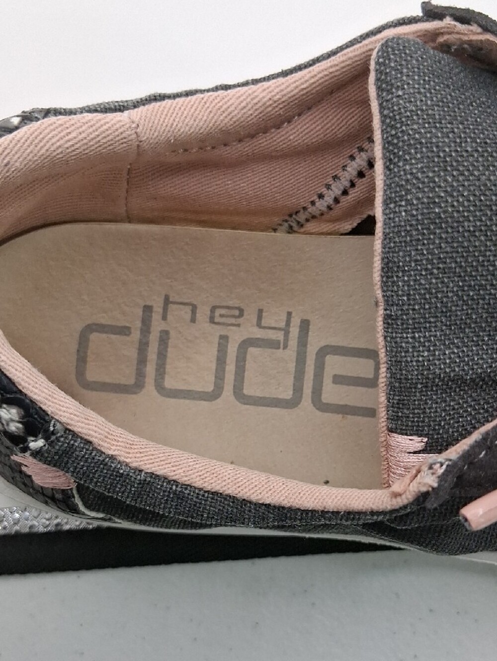 HEY DUDE Gray Lace-Up Sneakers with Pink Accents - Picture 2 of 11